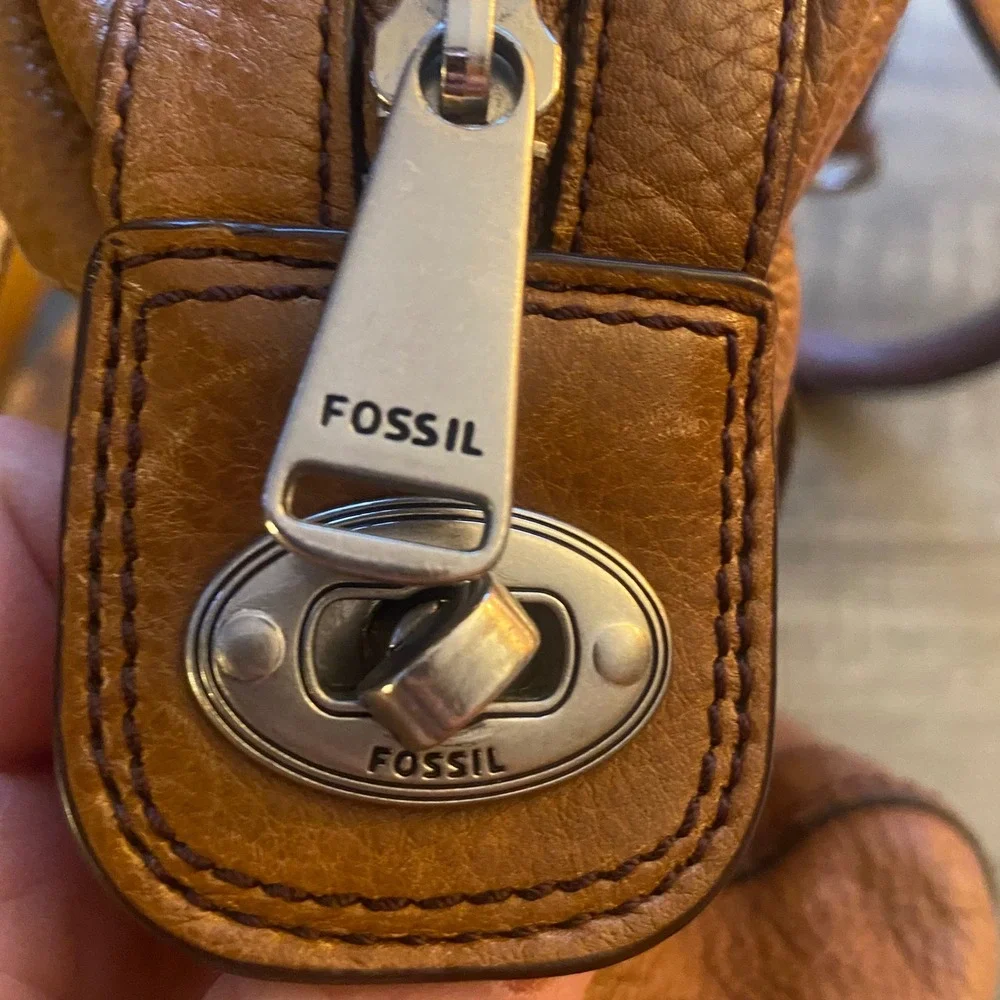 Fossil Tan Leather Satchel Bag